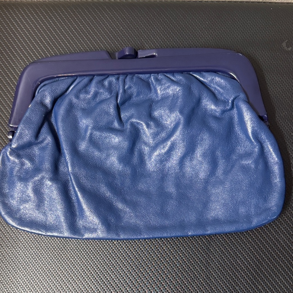Vintage Leather Blue Clutch Bag - Picture 2 of 5